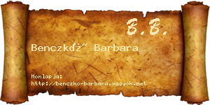 Benczkó Barbara névjegykártya